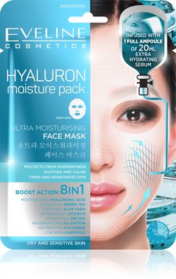Eveline Hyaluron hydratační pleťová textilní maska 1 ks