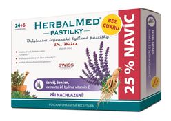 Dr. Weiss HerbalMed Šalvěj + ženšen + vitamin C BEZ CUKRU 24+6 pastilek