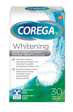 Corega Whitening Antibakteriální tablety 30 tablet