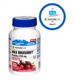 Swiss NatureVia Max brusinky 250 mg 30+6 pastilek