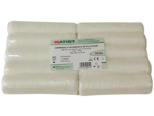 Batist Obinadlo hydrofilní pletené nesterilní 10 cm x 5 m 10 ks