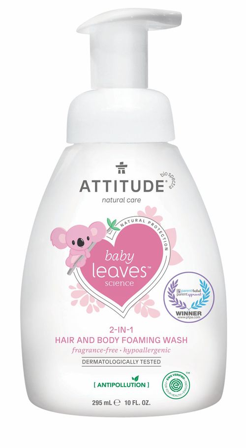 ATTITUDE Baby Leaves Pěnivé mýdlo a šampon 2v1 bez vůně 295 ml