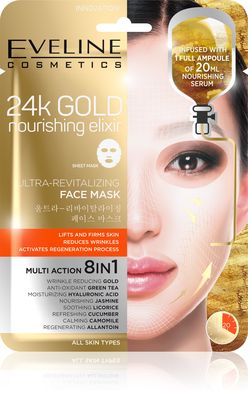 Eveline 24k Gold vyživující pleťová textilní maska 1 ks