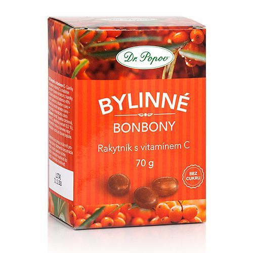 Dr. Popov Bylinné bonbony Rakytník s vitamínem C 70 g