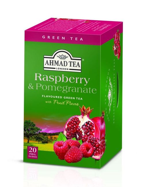 Ahmad Tea Green Tea Raspberry & Pomegranate porcovaný čaj 20 sáčků