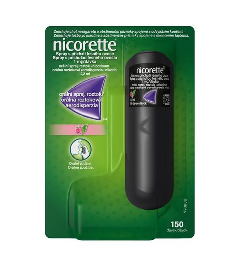 Nicorette Spray s příchutí lesního ovoce 1mg/dávka orální sprej, roztok 13,2 ml