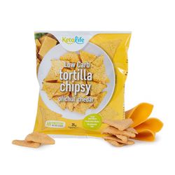 KetoLife Low Carb Tortilla chipsy – příchuť chedar (25 g) - 100% keto dieta