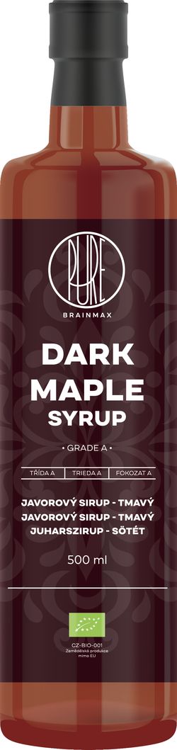 BrainMax Pure Javorový sirup Grade A - tmavý, BIO, 500ml *CZ-BIO-001 certifikát