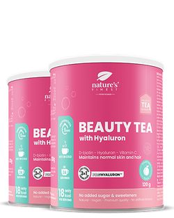 Beauty Tea with Hyaluron and Biotin 1+1 | Pro zdravou pokožku | Funkční čaj | Proti stárnutí | ProHyaluron™ | Bio | Vegan | Podpora kolagenu | 120g