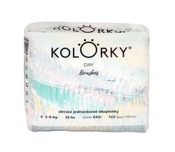 KOLORKY DAY Jednorázové eko plenky vel. S 3-6 kg 25 ks štětce