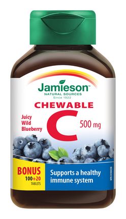 Jamieson Vitamín C 500 mg příchuť borůvka 120 cucacích tablet