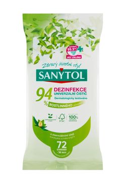 Sanytol Dezinfekční utěrky 94 % rostlinného původu 72 ks