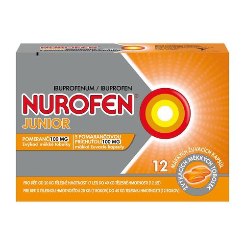 Nurofen Junior Pomeranč 100 mg 12 žvýkacích tobolek