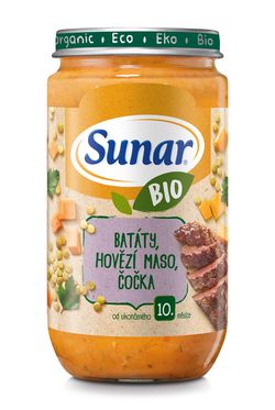 Sunar BIO Příkrm Batáty, hovězí maso a čočka 10m+ 235 g