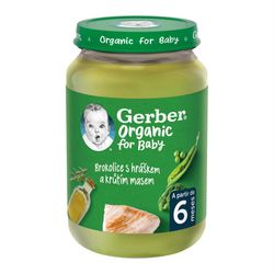 Gerber Organic for Baby Brokolice, hrášek a krůtí maso BIO 6m+ 190 g
