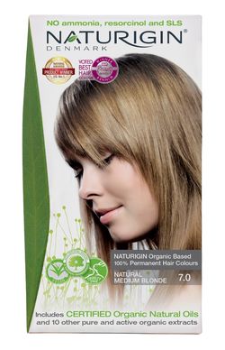 NATURIGIN Organic Based 100% Permanent Hair Colours Natural Medium Blonde 7.0 barva na vlasy 115 ml