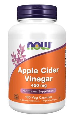 NOW® Foods NOW Apple Cider Vinegar (jablečný ocet) 450 mg, 180 rostlinných kapslí