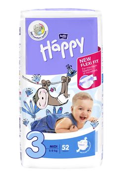 Happy Baby Happy Midi 5-9 kg dětské pleny 52 ks