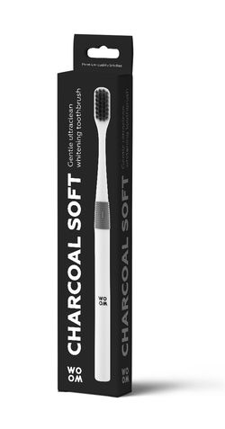 WOOM CHARCOAL SOFT zubní kartáček 1 ks černý