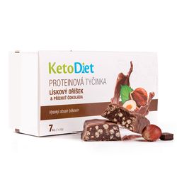 KetoDiet Proteinové tyčinky Lískový oříšek a příchuť Čokoláda (7 ks – 7 porcí) - 100% česká keto dieta