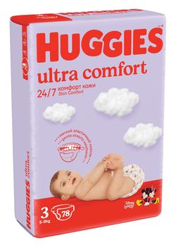 Huggies Ultra Comfort Mega vel. 3 5-9 kg dětské plenky 78 ks
