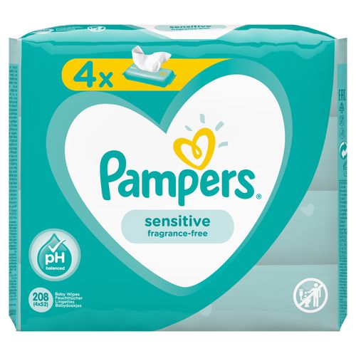 Pampers Sensitive vlhčené ubrousky 4x52 ks