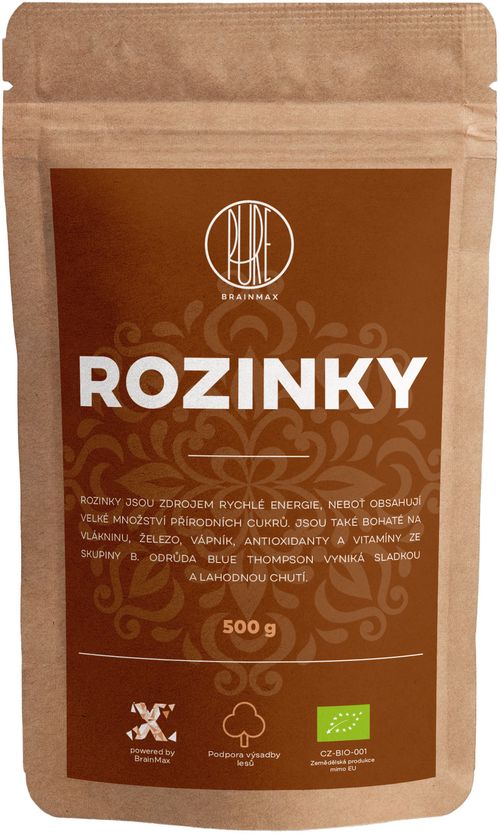 BrainMax Pure Rozinky BIO, 500g *CZ-BIO-001 certifikát