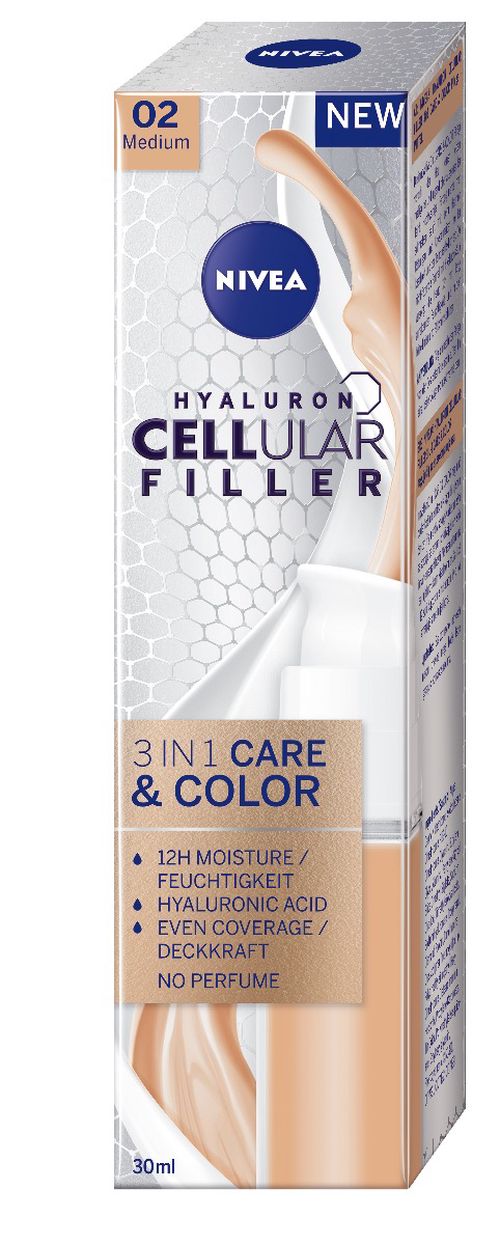 Nivea Hyaluron Cellular 3v1 CARE&COLOR pečující tónovací krém 30 ml 02 střední odstín