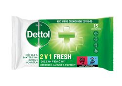 Dettol Dezinfekční ubrousky 2v1 na ruce a povrchy 15 ks