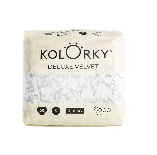 KOLORKY DELUXE VELVET Jednorázové eko plenky se sametovým povrchem vel. S 3-6 kg 25 ks