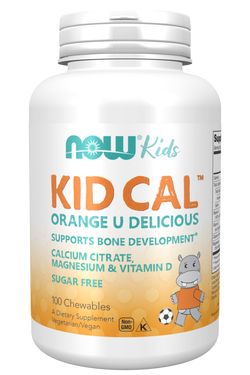 Now® Foods NOW Kid Cal, Orange, Vápník, Hořčík, Vitamín D pro děti, 100 žvýkacích pastilek