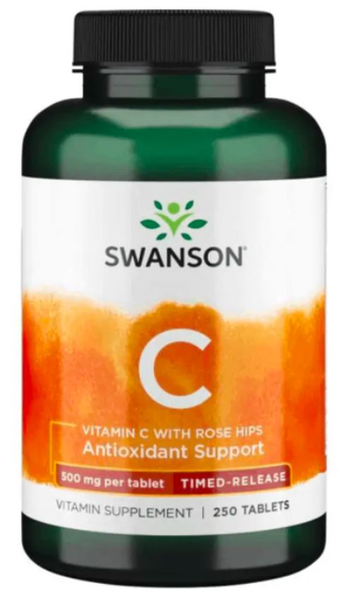 Swanson Vitamin C + Extrakt z Šípků, 500 mg, 250 tablet