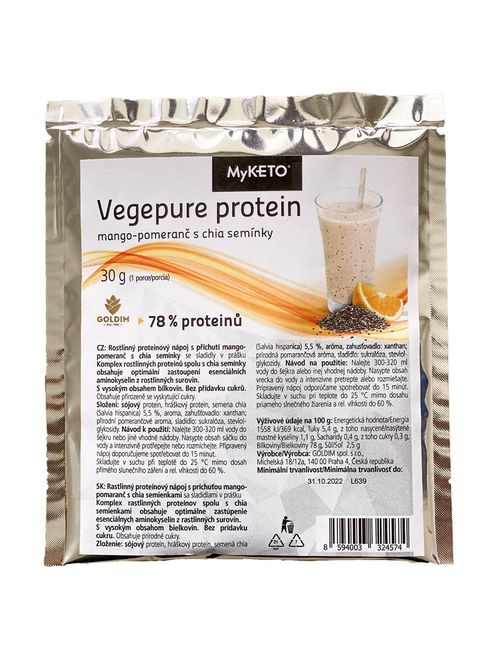 Vegepure protein mango-pomeranč s chia porce 30g