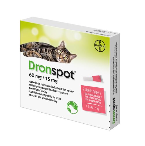 Dronspot 60 mg/15 mg pro střední kočky spot-on 2x0,7 ml