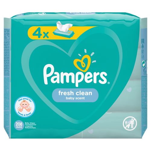 Pampers Fresh Clean vlhčené ubrousky 4x52 ks