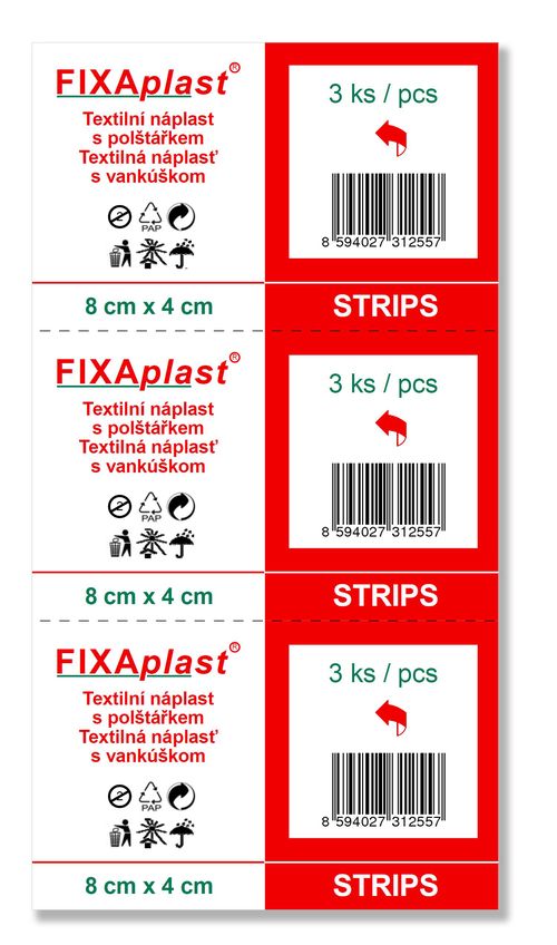 Fixaplast STRIP 8 x 4 cm náplast 3 ks