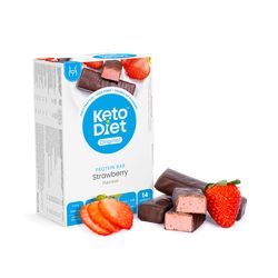 KetoDiet Proteinové tyčinky – příchuť jahoda (14 ks – 7 porcí)