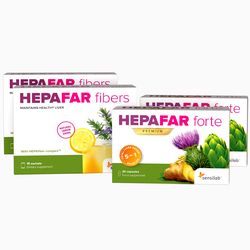 Hepafar | 30denní DETOX JATER | Očista jater a regenerace | 10x silnější účinek | Hepafar Forte: 2x 30 kapslí,  Hepafar Fibers 2x 15 sáčků | Sensilab