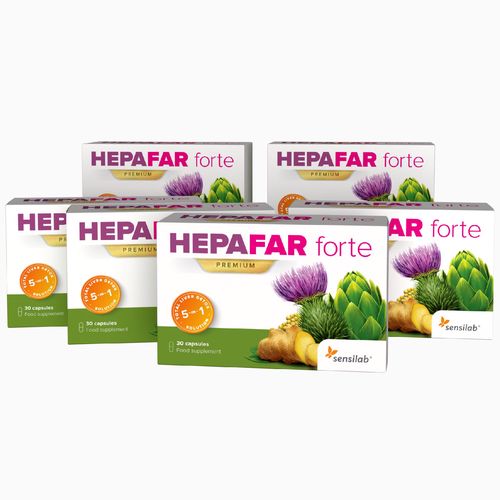 3měsíční HEPAFAR forte kúra | Pro kompletní detoxkaci jater a vyloučení toxinů | 6x 30 kapslí | Program na 3 měsíce |Sensilab