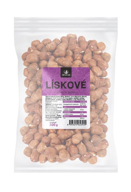 Allnature Lískové ořechy jádra 500 g