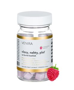 Venira Vlasy, nehty, pleť ve formě kostiček malina 60 tablet