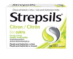 Strepsils Citron bez cukru 24 pastilek