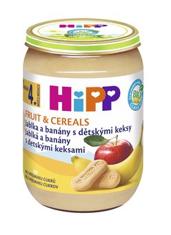 HiPP BIO Jablka a banány s dětskými keksy 190g