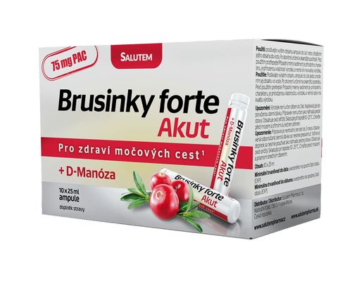 Brusinky Forte Akut 1500 mg + D-Manosa lesní plody 10 ampulí