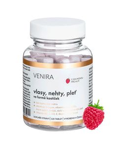 Venira Vlasy, nehty, pleť ve formě kostiček malina 120 tablet