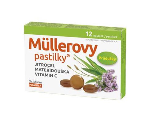 Dr. Müller Müllerovy pastilky jitrocel, mateřídouška a vitamin C 12 pastilek