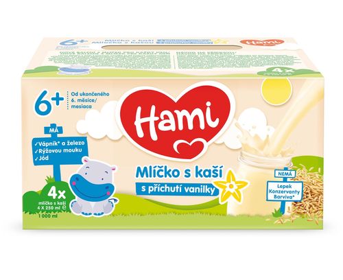 Hami Mlíčko s kaší s příchutí vanilky 4x250 ml