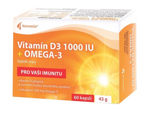 Noventis Vitamín D3 1000 IU + Omega-3 60 kapslí