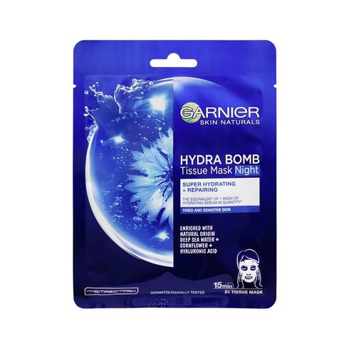 Garnier Skin Naturals Hydra Bomb superhydratační a regenerační noční textilní maska 28 g