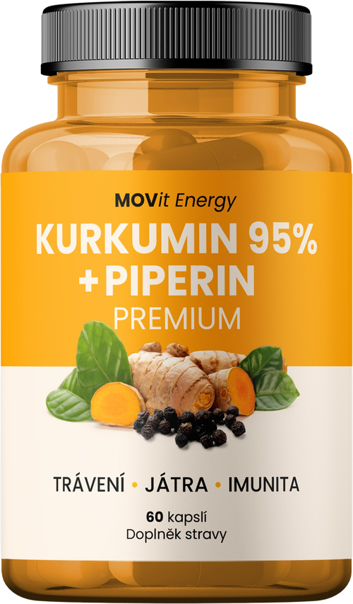 Kurkumin Extrakt 95 % + Piperin, 60 kapslí